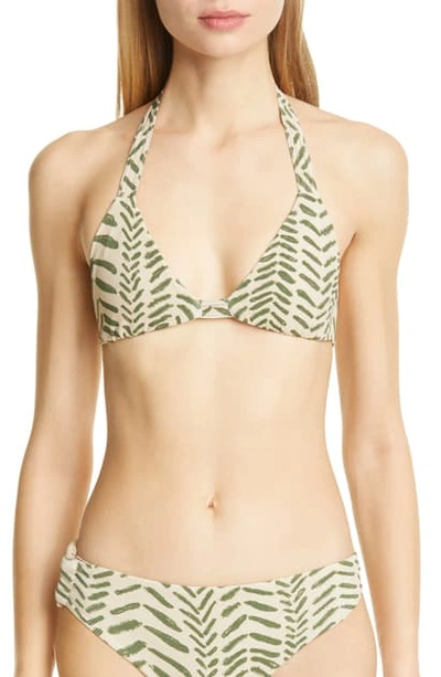 Shop Johanna Ortiz Print Bikini Top In Military Green