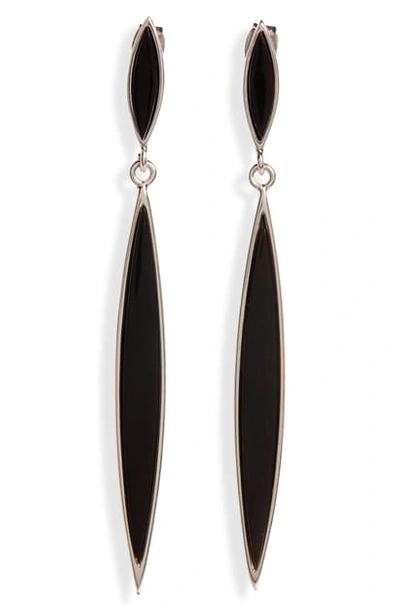 Shop Isabel Marant Modernist Double Drop Earrings In Black/ Silver