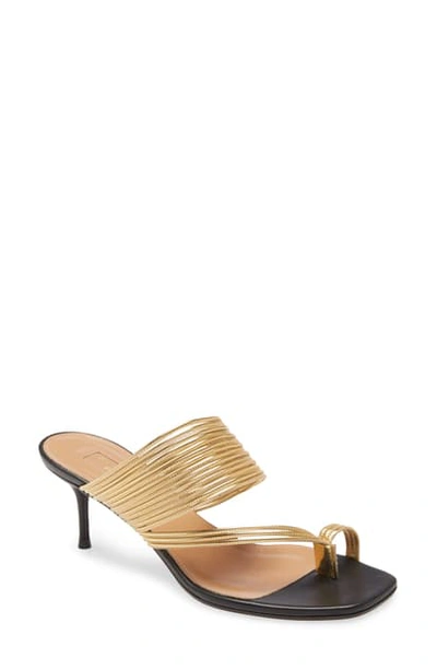 Shop Aquazzura Sunny Strappy Slide Sandal In Black/gold