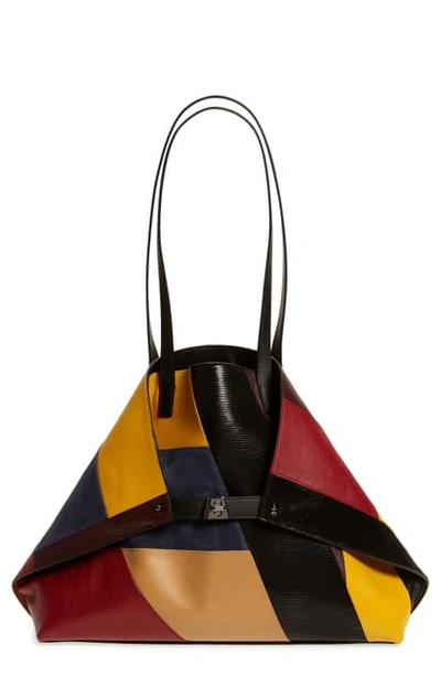 Shop Akris Medium Ai Orphisme Patchwork Leather Tote In Multicolor