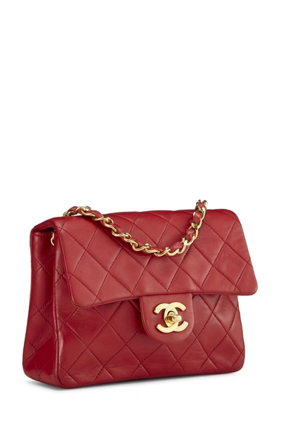 Pre-owned Chanel Red Quilted Lambskin Half Flap Mini