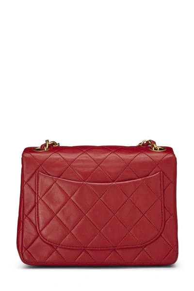 Pre-owned Chanel Red Quilted Lambskin Half Flap Mini