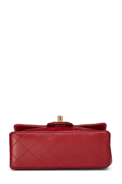 Pre-owned Chanel Red Quilted Lambskin Half Flap Mini