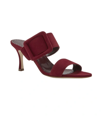 Shop Manolo Blahnik Dark Red Gable Sandals