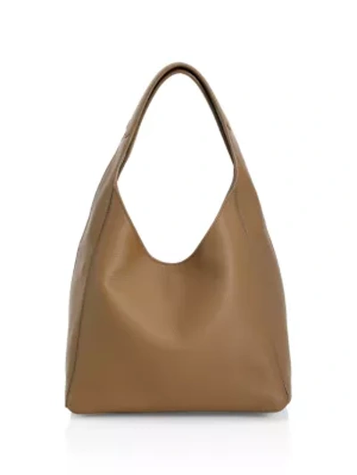 Shop Loro Piana Soft Leather Hobo Bag In Taupe