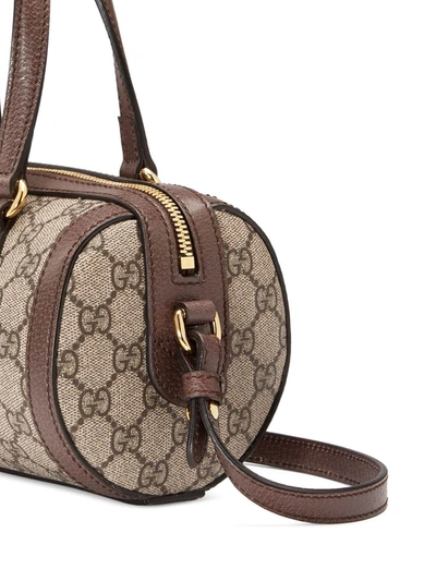 Shop Gucci Gg Suprmee Ophidia Barrel Bag In Beige