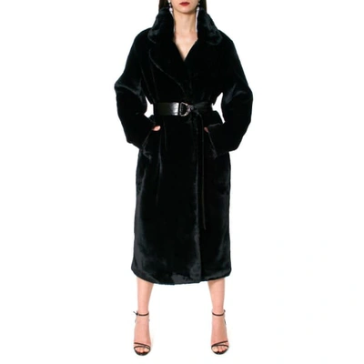 Shop Aggi Kylie Warm Black Fur Coat