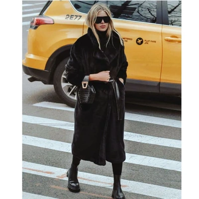 Shop Aggi Kylie Warm Black Fur Coat