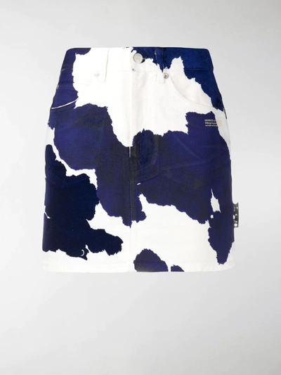Shop Off-white Cow-print Denim Skirt In Blue