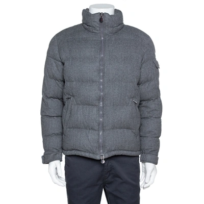 Pre-owned Moncler Grey Wool Puffer Jacket Xxl