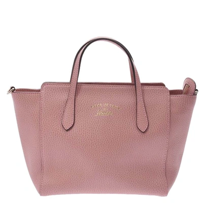 Pre-owned Gucci Pink Leather Small Swing Tote Bag