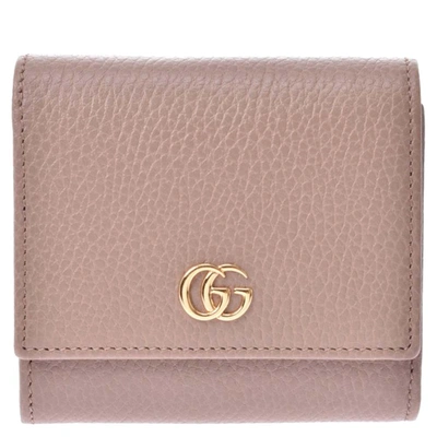 Pre-owned Gucci Pink Leather Gg Marmont Wallet
