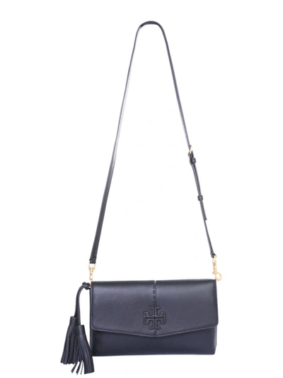 Shop Tory Burch Mcgraw Black Leather Shoulder Bag