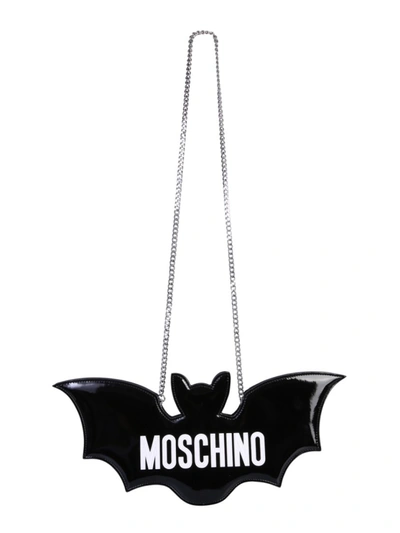 Shop Moschino Bat Black Polyurethane Shoulder Bag