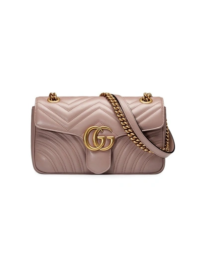 Shop Gucci Gg Marmont Pink Leather Shoulder Bag