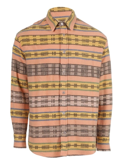 Shop The Elder Statesman Carolina Stripe Woven Button-up Shirt In Brown