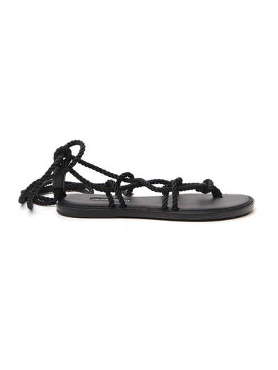 Shop Ann Demeulemeester Black Fabric Sandals