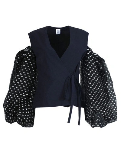 Shop Rosie Assoulin Cold Shoulder Wrap Shirt In Black