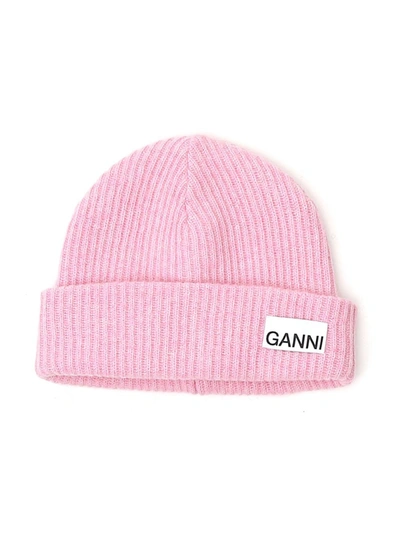 Shop Ganni Pink Wool Hat