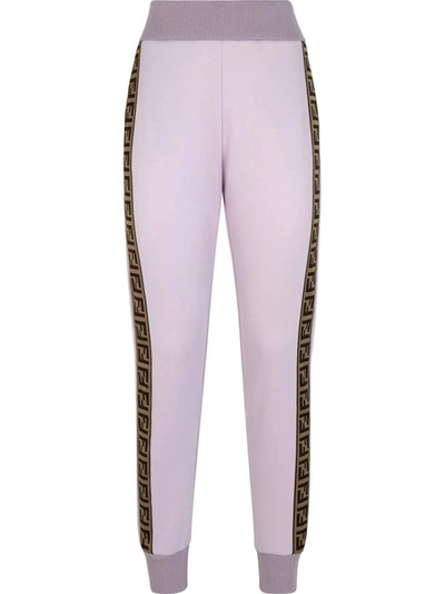 Shop Fendi Rama Jogger Pants In Purple