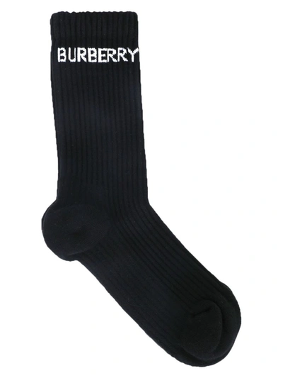 Shop Burberry Black And White Logo Sport Socks