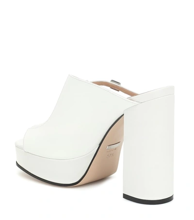 Shop Gucci Tiarah Platform Leather Mules In White