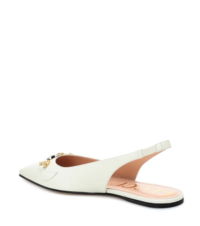 Shop Gucci Zumi Leather Ballet Flats In White