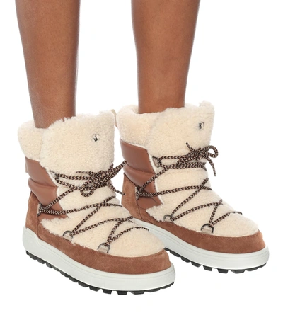 Shop Bogner Chamonix 3 Shearling Snow Boots In Brown