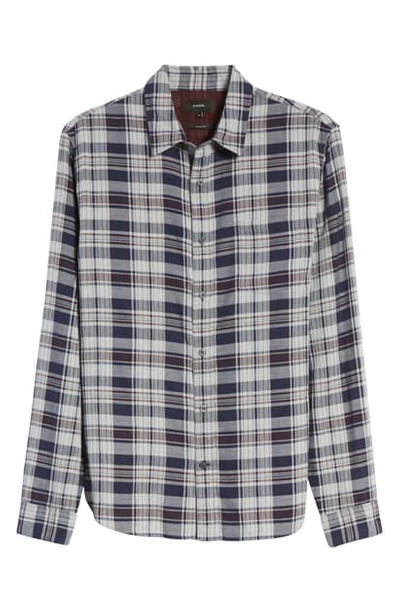 Shop Vince Double Face Slim Fit Plaid Button-up Shirt In Heather Grey