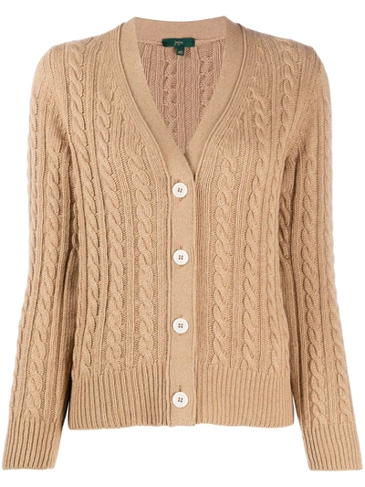 Shop Jejia Cable Knit Cardigan In Brown