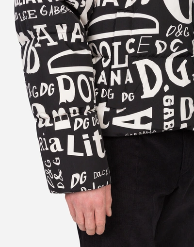 Shop Dolce & Gabbana Hooded Nylon Jacket With Print