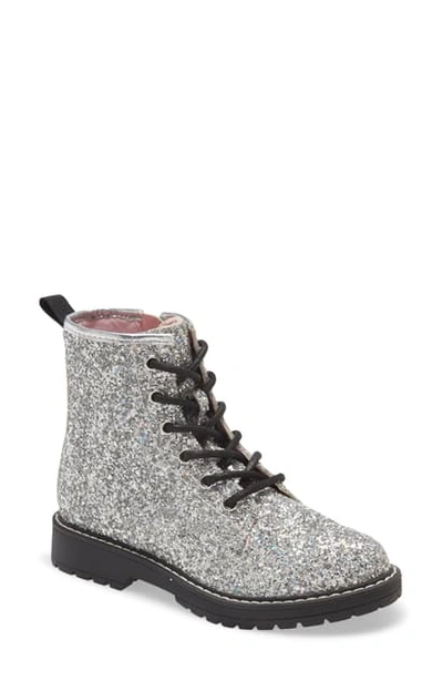 Shop Steve Madden Kids' Bettyy Lace-up Boot In Silver
