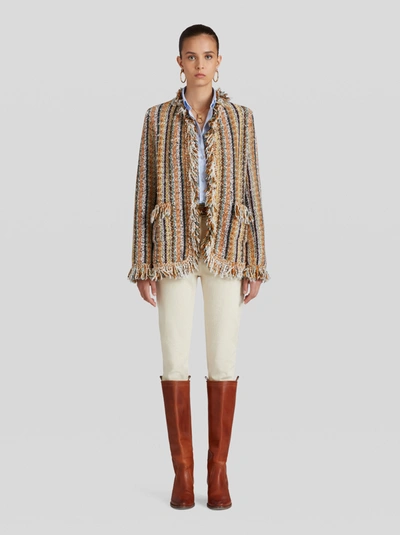 Shop Etro Striped Knit Jacket In Multicolor