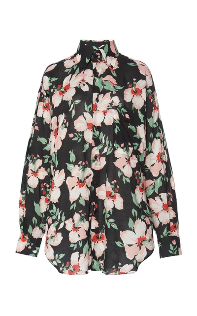 Shop Tom Ford Women's Oversized Floral Voile Shirt In Print,multi
