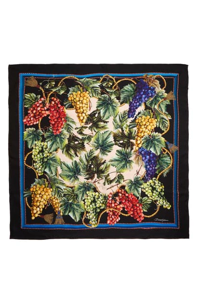 Shop Dolce & Gabbana Grape Print Silk Scarf