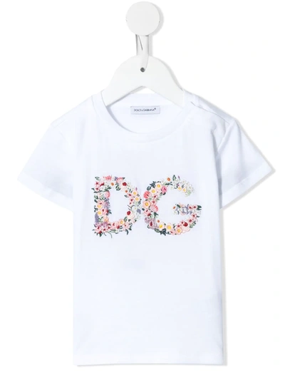 Shop Dolce & Gabbana Embroidered Logo T-shirt In White