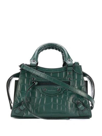 Shop Balenciaga Neo Classic Mini Top Handle Tote Bag In Green