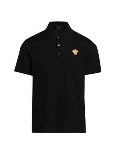 Shop Versace Taylor Logo-embroidered Polo In Lilac Turquoise