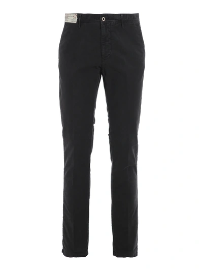 Shop Incotex Tricochino Cotton Drill Slim Trousers In Dark Grey