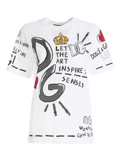 Shop Dolce & Gabbana Multicolor Print T-shirt In White