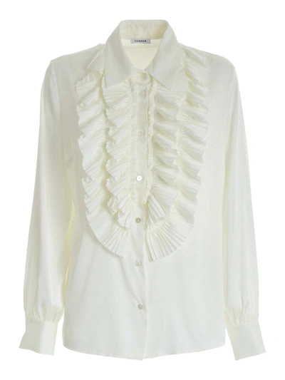 Shop P.a.r.o.s.h Pleated Shirt In Ivory Color In White
