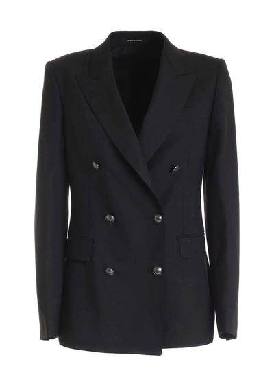 Shop Tagliatore Peack Lapels Jacket In Black