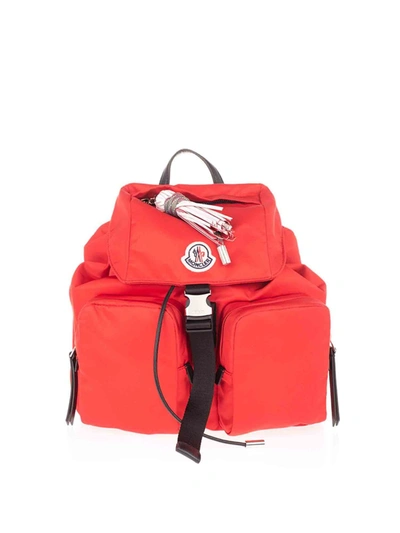 Shop Moncler Backpack With Logo Patch In Red