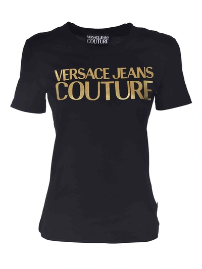 Shop Versace Jeans Couture Laminated Logo Print T-shirt In Black
