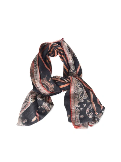 Shop Etro Paisley Print Scarf In Black And Red