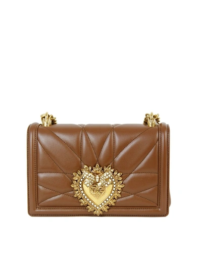 Shop Dolce & Gabbana Devotion Medium Crossbody Bag In Brown