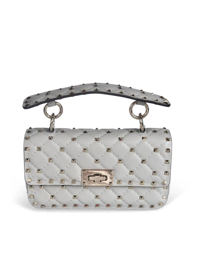 Shop Valentino Small Rockstud Spike Bag In Ice Color In Grey