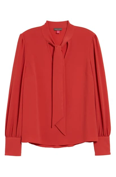 Shop Vince Camuto Tie Neck Blouse In Spiced Red