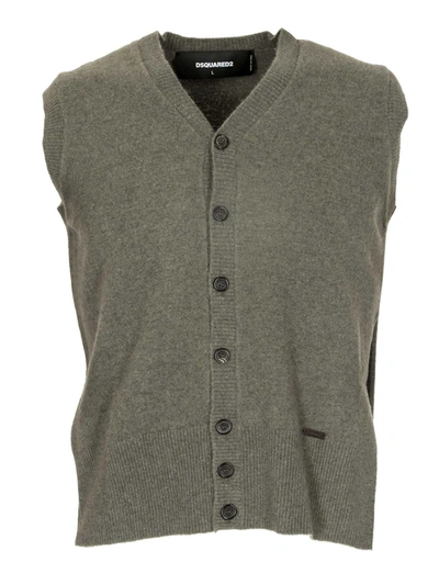 Shop Dsquared2 Buttoned Vest In Green