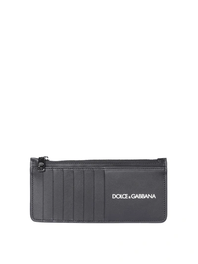 Shop Dolce & Gabbana Logo Print Vertical Card Holder In Black